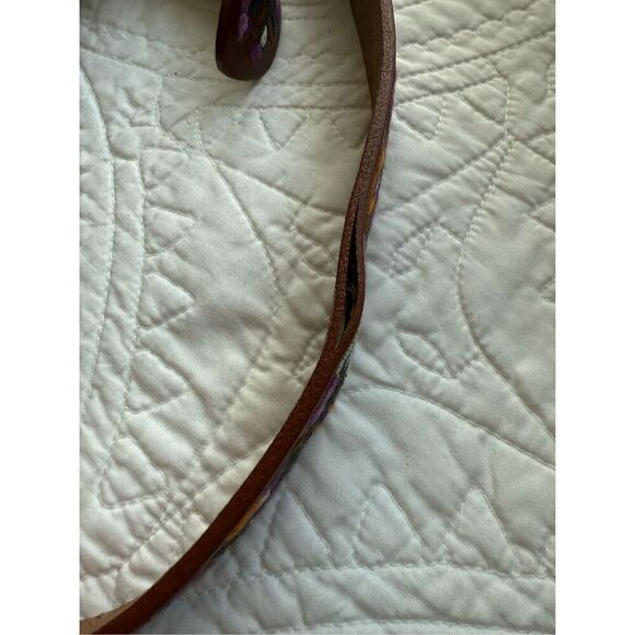 Vera Pelle Embroidered Brown Leather Belt - Picture 9 of 13